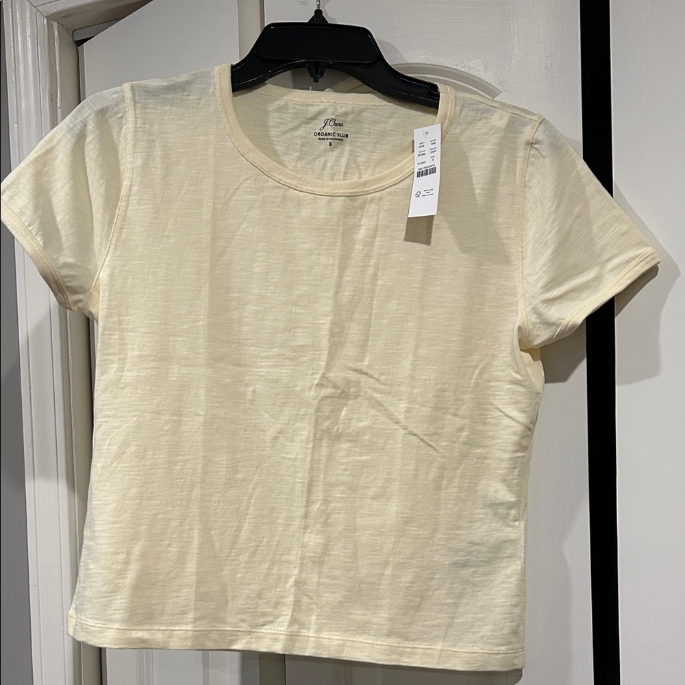 Jcrew Light Cream Short Sleeve crop Women's Tee